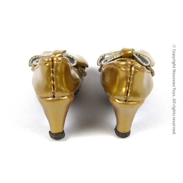 Nouveau Toys 1/6 Shoes Series - Gold Bow Open-Toe Heel Shoes